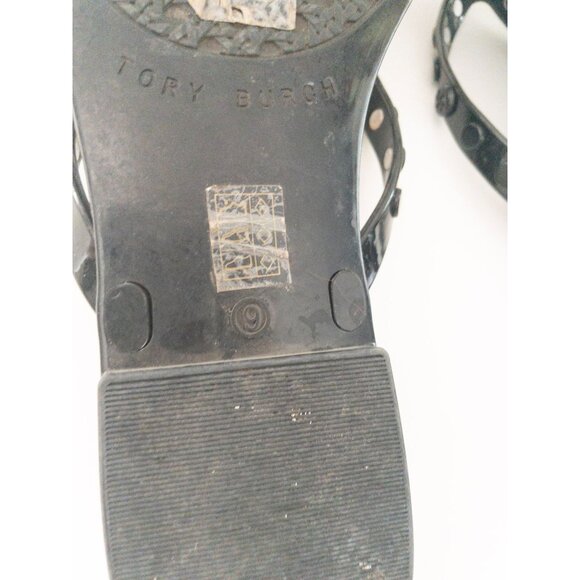 Tory Burch Studded Jelly Thong Sandals Black Logo 9 Beachwear - Picture 4 of 8